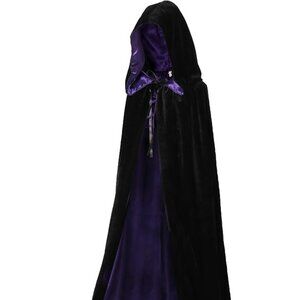 Creepy-A$$ Black Velvet Hooded Cloak w/ Purple Satin Lining-Possibly Haunted